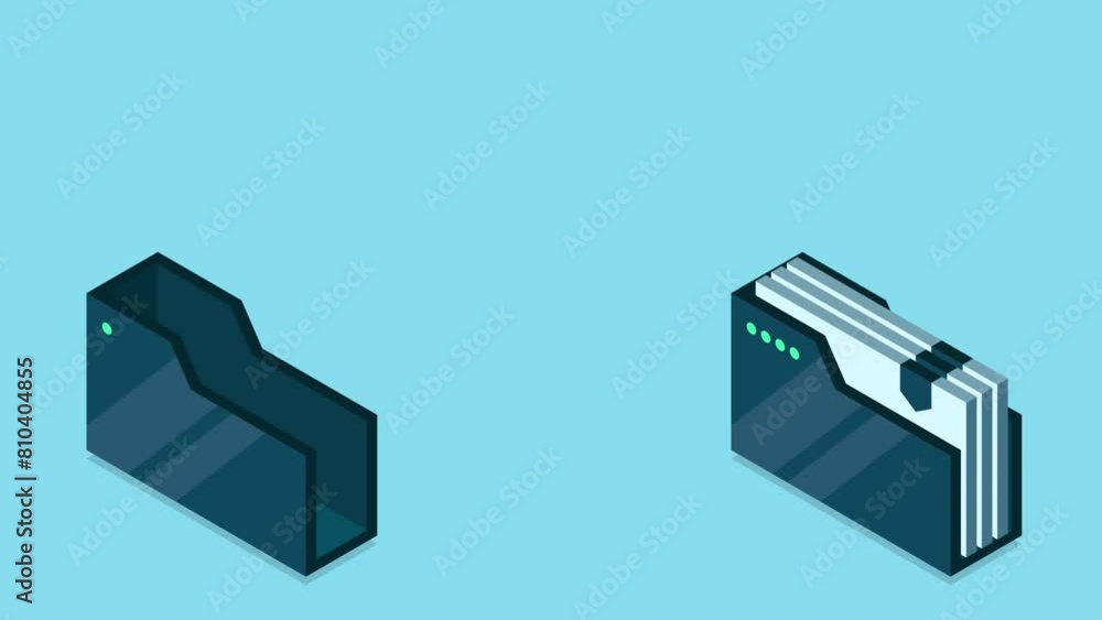 Poster file transfer animation. document transferring between folders. concept for remote connection betwee