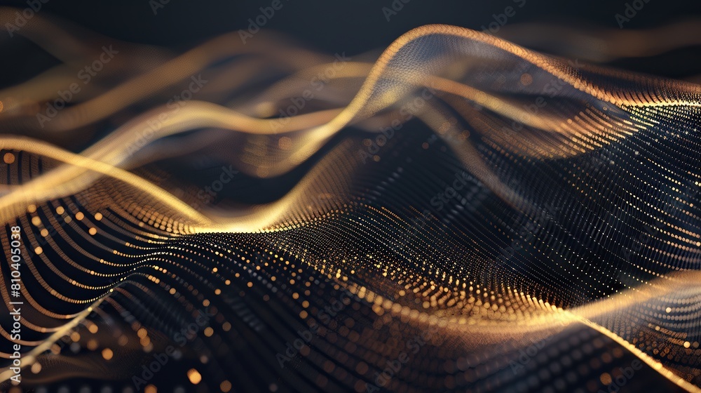 Fototapete an elegant display of interconnected gold and bronze lines and dots creating a luxurious plexus patt