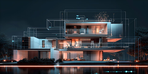 A sleek, modern house with a futuristic design