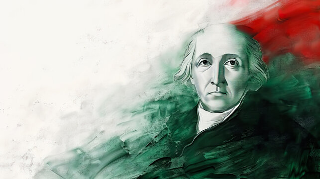 Miguel Hidalgo y Costilla in the corner with red, white and green color mexican flag with copy space.