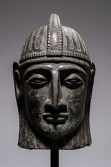 ancient stone carved face sculpture