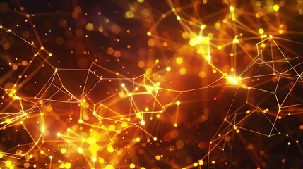 An energetic backdrop of bright yellow and orange plexus connections illuminating a dark canvas designed with a text-friendly zone in the lower left corner for impactful messaging