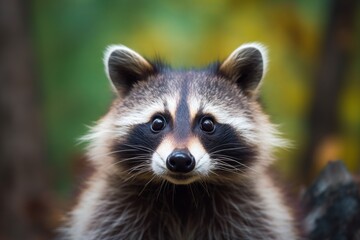 close-up portrait of a curious raccoon