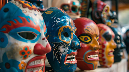 colorful "Lucha Libre" Mexican professional wrestling masks.