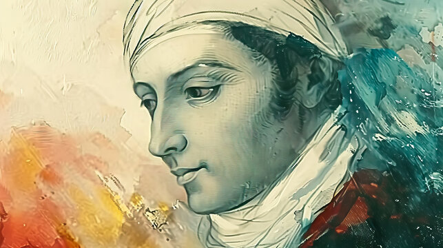 abstract art Miguel Hidalgo y Costilla, leader in Mexico's revolution against Spain with copy space.