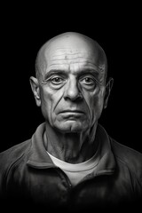 Obraz premium Serious elderly man with wrinkled face