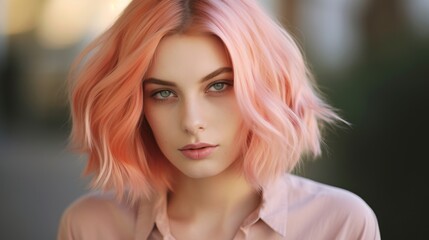 Fototapeta premium Vibrant pink-haired beauty