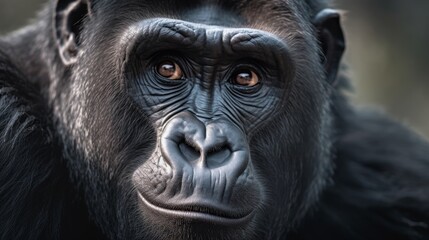 Obraz premium Close-up portrait of a thoughtful chimpanzee