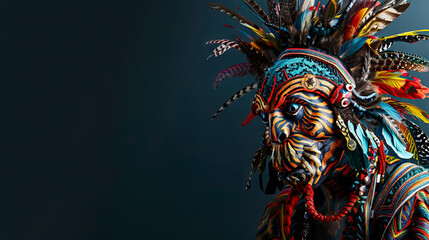 mexican folklore character on dark background with copy space.