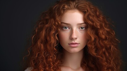 Fototapeta premium Captivating redhead with striking green eyes