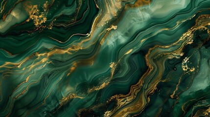 Obraz premium Stunning abstract wallpaper of rich green and gold tones, intricately blended to form a compelling background