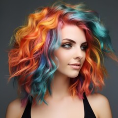Obraz premium Vibrant and colorful hairstyle
