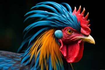 Fototapeta premium Vibrant rooster with striking plumage