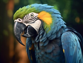 Vibrant parrot with striking feather pattern
