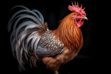 Fototapeta premium Vibrant rooster with striking feathers