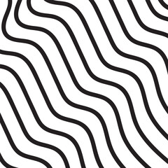 Vector Striped Seamless Pattern. Black and white background.