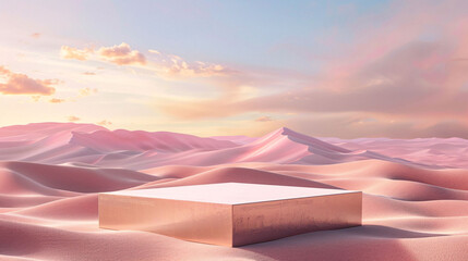 square podium with desert and sand dune background for display product advertising
