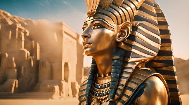 ancient Egypt Egyptian gold face pharaoh mask like Tutankhamen. Ancient Mummy Concept
