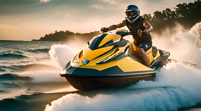 Cinematic Jet Ski Athletes: Water Sports Video Material