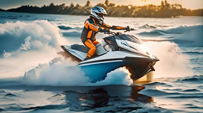 Cinematic Jet Ski Athletes: Water Sports Video Material