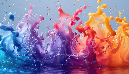 Create an abstract painting using vibrant colors and fluid shapes. The painting should be full of energy and movement, capturing the feeling of being underwater.