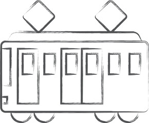 駅関連の筆書きイラスト　電車