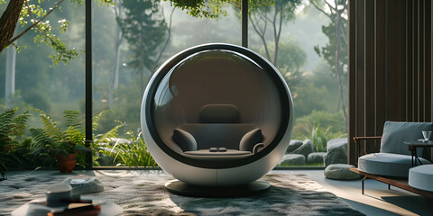 "Futuristic Relaxation: The Next Gen of Lounging" | "Space-Age Comfort: Modern Lounge Pod"
