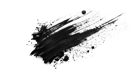 black paint smudge isolated on transparent background, black ink splash cut out
