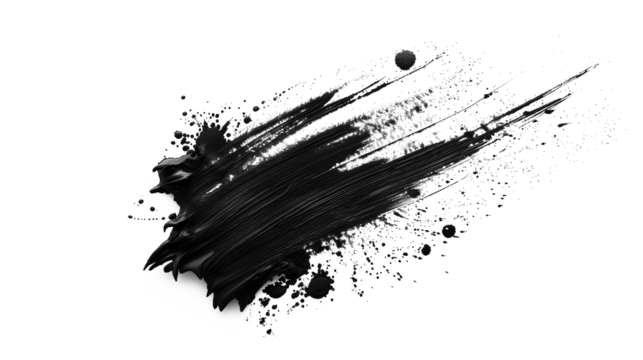 black paint smudge isolated on transparent background, black ink splash cut out - Powered by Adobe
