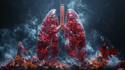 A close up of a lung with red berries on it for World No Tobacco Day