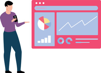 Boy looking at chart graph.