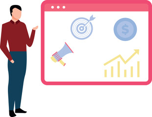 Boy showing business target.