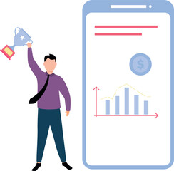 The boy won the trophy.