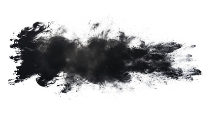 black paint smudge isolated on transparent background, black ink splash cut out