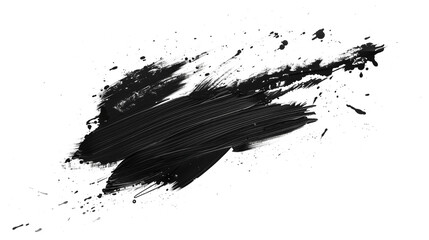 black paint smudge isolated on transparent background, black ink splash cut out
