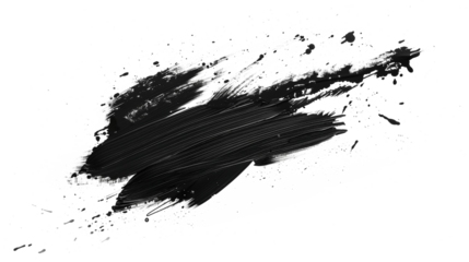 black paint smudge isolated on transparent background, black ink splash cut out