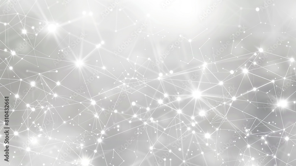Poster A minimalist backdrop of white dots connected by thin glowing lines over a soft gray canvas creating an elegant plexus effect with a focused area for text in the upper center