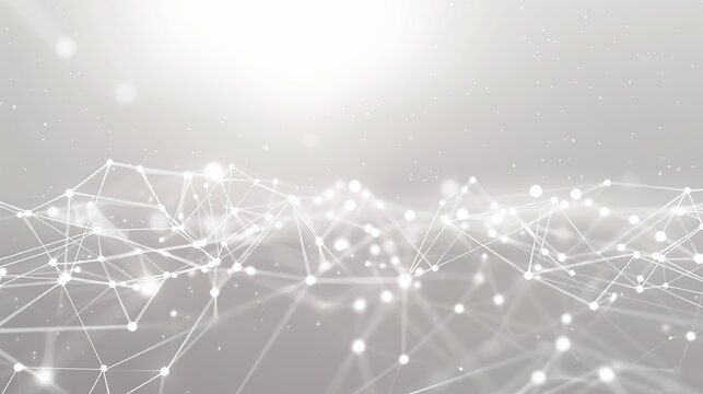 A minimalist backdrop of white dots connected by thin glowing lines over a soft gray canvas creating an elegant plexus effect with a focused area for text in the upper center