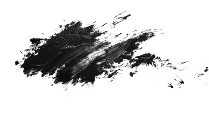 black paint smudge isolated on transparent background, black ink splash cut out