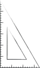 文房具関連の筆書きイラスト　三角定規