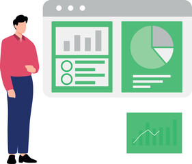 Boy looking at chart graph.