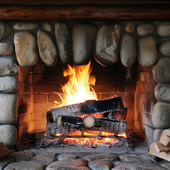 Smoldering Fireplace with Chaos Series Simulated Flames for Cozy Ambiance