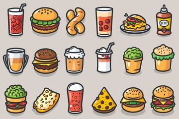 Minimalistic Food and Drink Clipart: Bold Outlines Collection