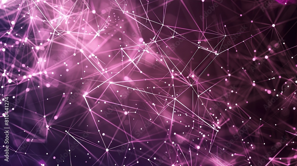 Poster a sophisticated network of soft pink and lavender lines connecting light points on a dark background