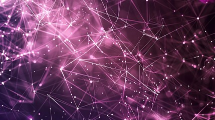 A sophisticated network of soft pink and lavender lines connecting light points on a dark background offering a tranquil plexus pattern with a designated space for text on the right