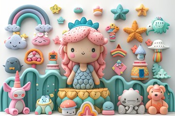 Obraz premium Joyful Bliss: Vibrant and Energetic Icons Set