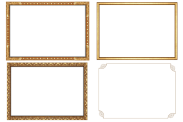 picture frame png  , Set of golden frames - Isolated transparent PNG background - Premium pen tool cutout