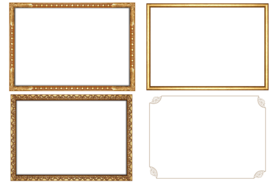 picture frame png  , Set of golden frames - Isolated transparent PNG background - Premium pen tool cutout