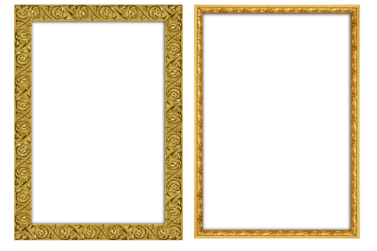 picture frame png  , Set of golden frames - Isolated transparent PNG background - Premium pen tool cutout