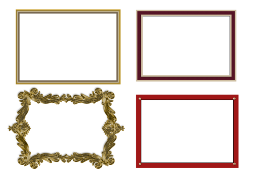 picture frame png , Set of golden frames - Isolated transparent PNG background - Premium pen tool cutout